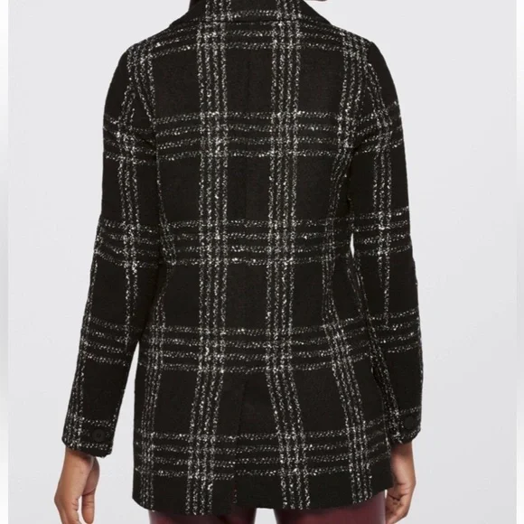 All Saints Astrid Black and White Check tweed Double breasted Blazer, 8 - Picture 4 of 11